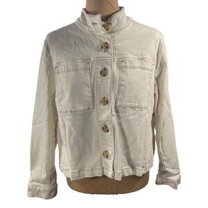 J.Jill Modern Utility Jacket Natural Cream Button Size L Petite LP